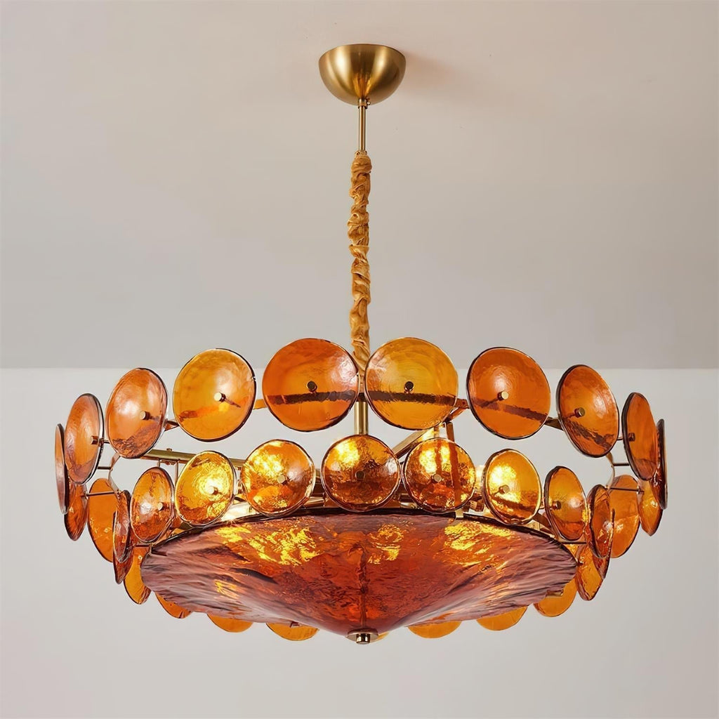 Ventilo takpendel med bärnstensfärgat glas - E14-sockel, 19.7" nedhängande kedja, flera storlekar