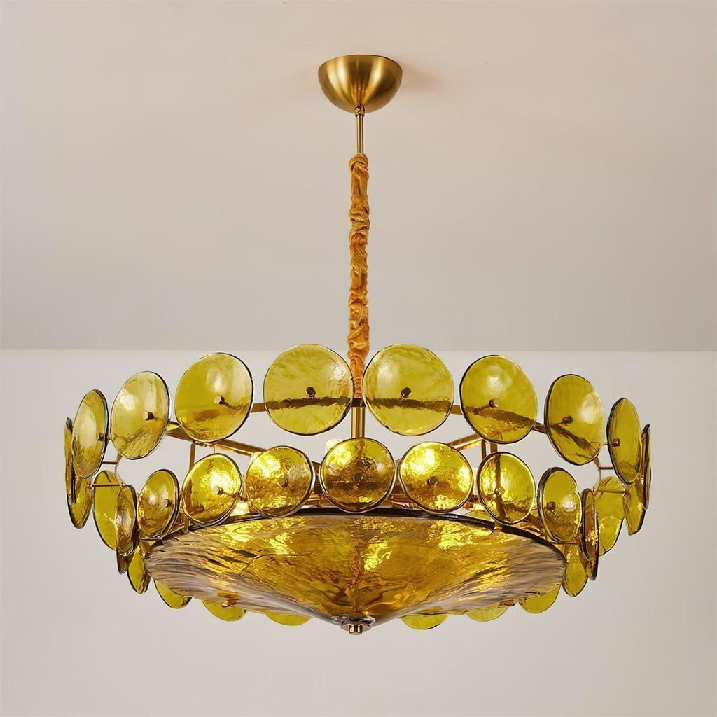 Ventilo takpendel med bärnstensfärgat glas - E14-sockel, 19.7" nedhängande kedja, flera storlekar