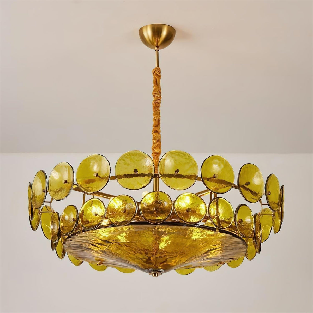 Ventilo takpendel med bärnstensfärgat glas - E14-sockel, 19.7" nedhängande kedja, flera storlekar
