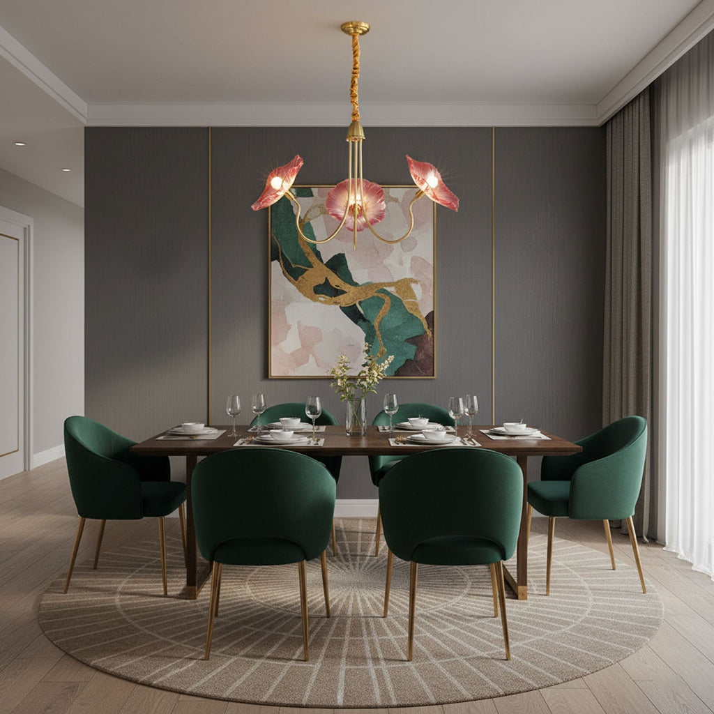 Candelabru din sticlă cu frunze de lotus VKL-1008
