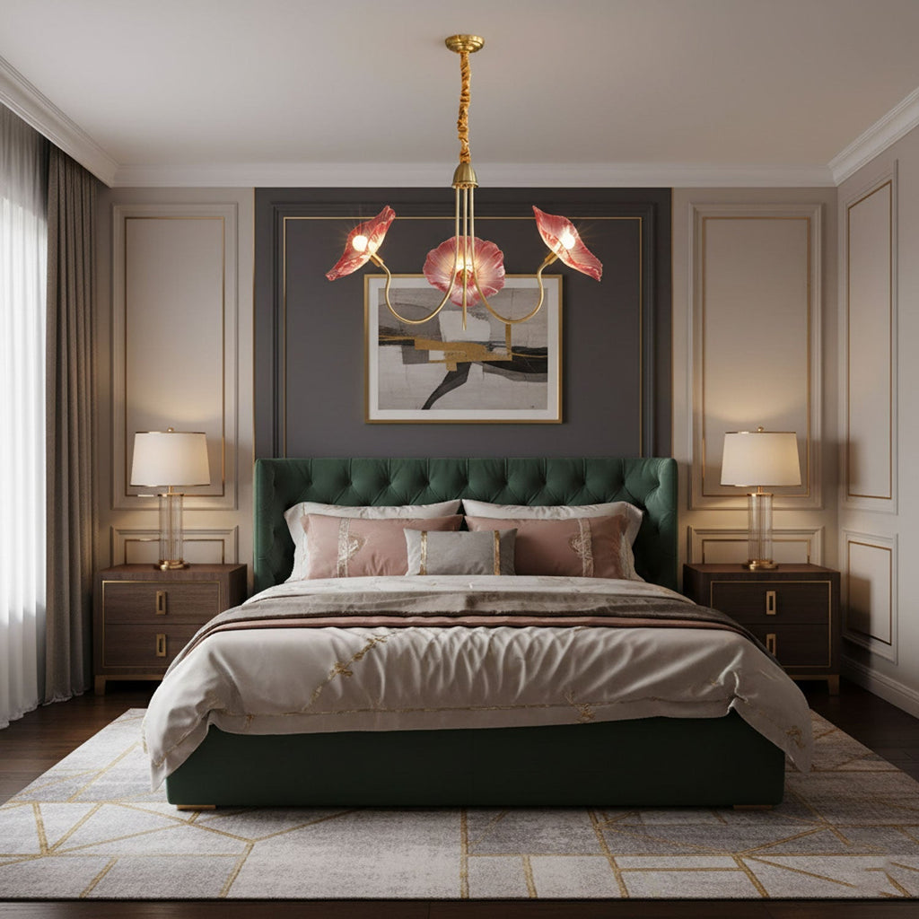 Candelabru din sticlă cu frunze de lotus VKL-1008