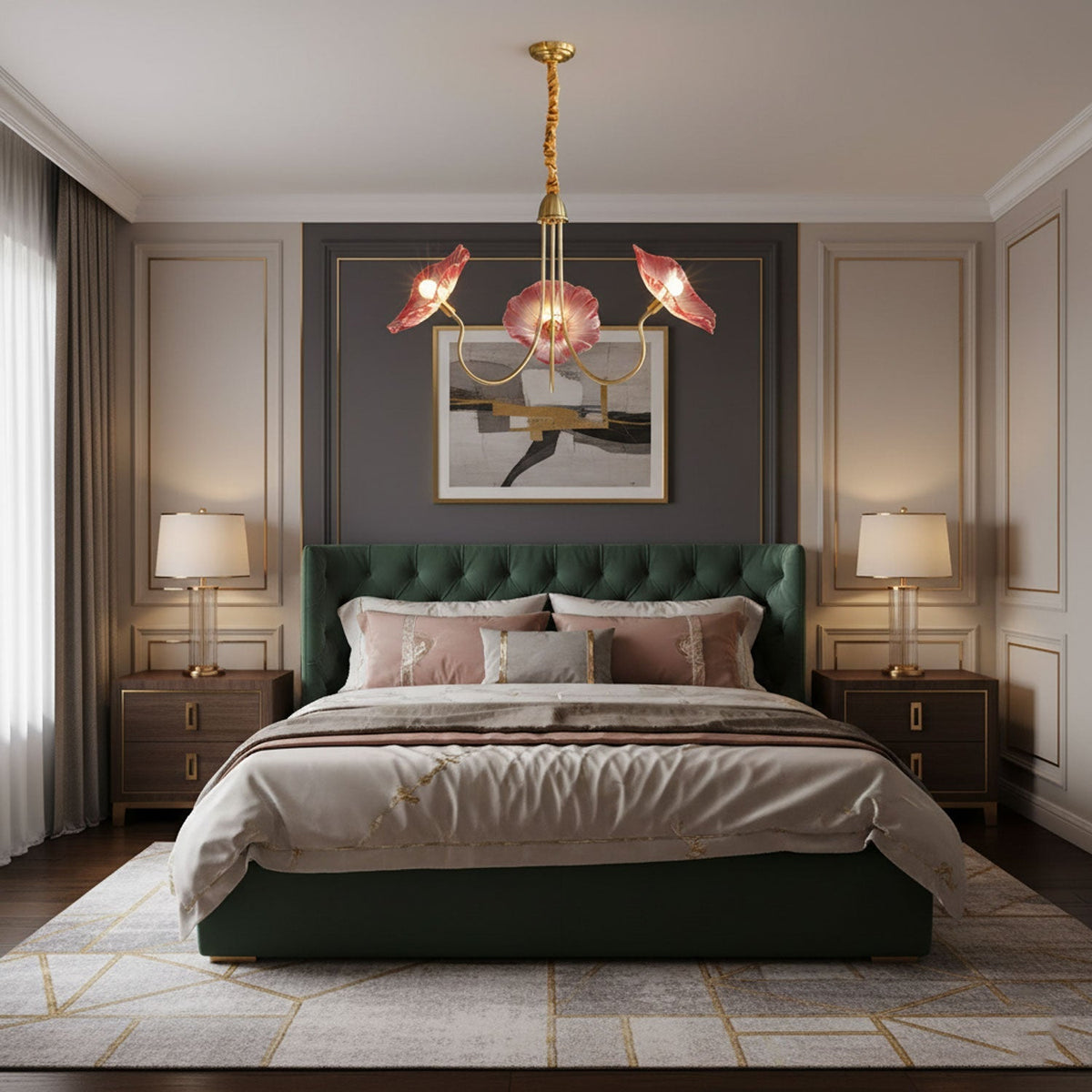 Candelabru din sticlă cu frunze de lotus VKL-1008