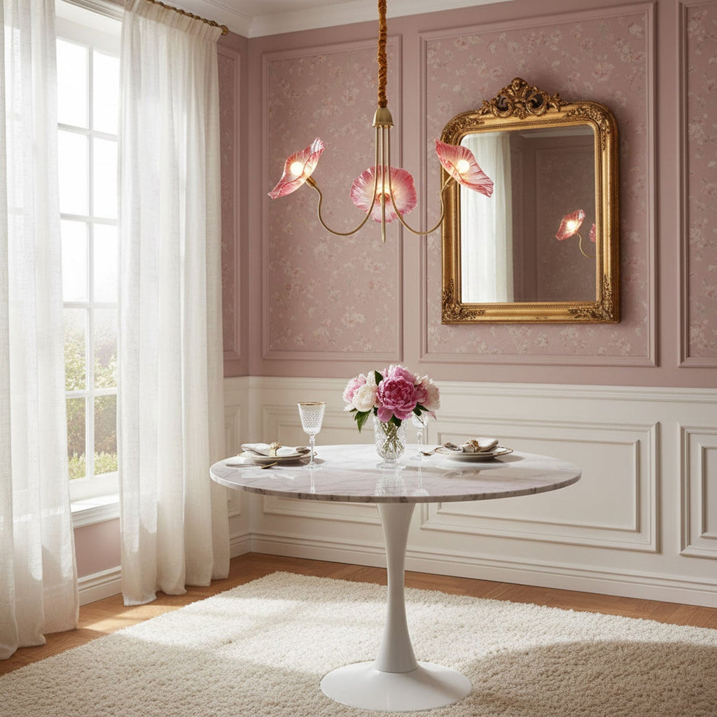 Candelabru din sticlă cu frunze de lotus VKL-1008