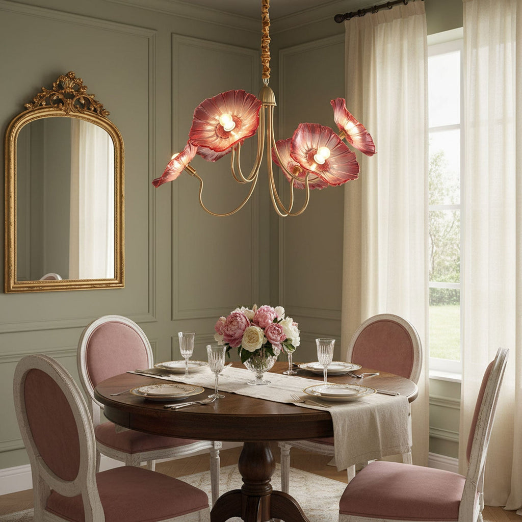 Candelabru din sticlă cu frunze de lotus VKL-1008
