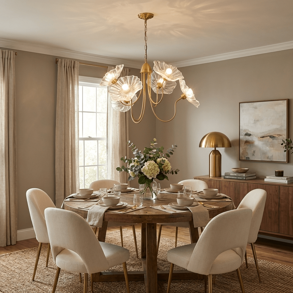 Candelabru din sticlă cu frunze de lotus VKL-1008