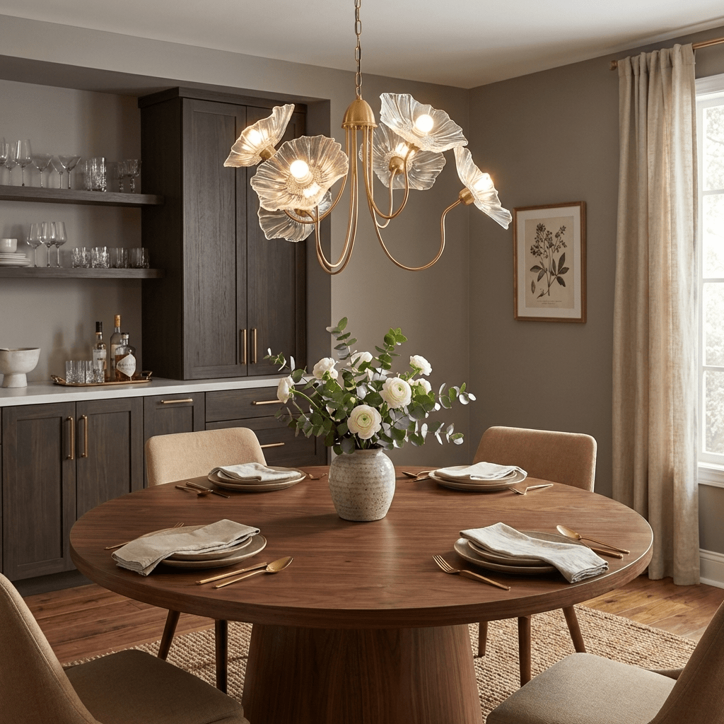 Candelabru din sticlă cu frunze de lotus VKL-1008