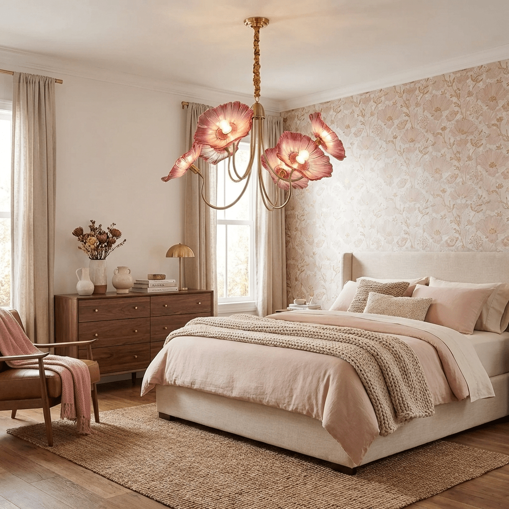 Candelabru din sticlă cu frunze de lotus VKL-1008