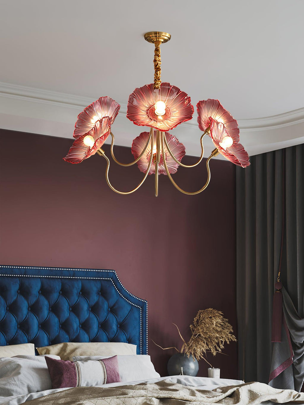 Candelabru din sticlă cu frunze de lotus VKL-1008