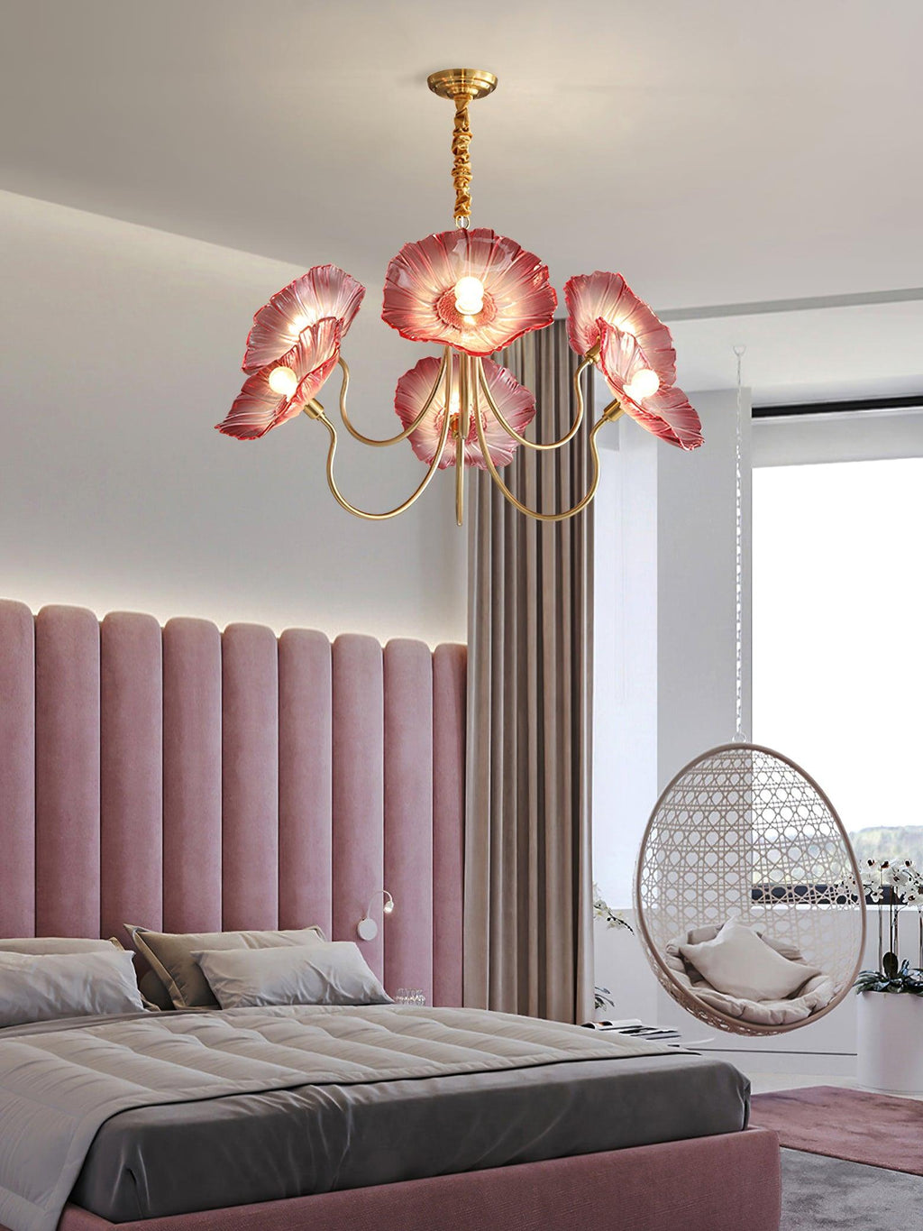 Candelabru din sticlă cu frunze de lotus VKL-1008