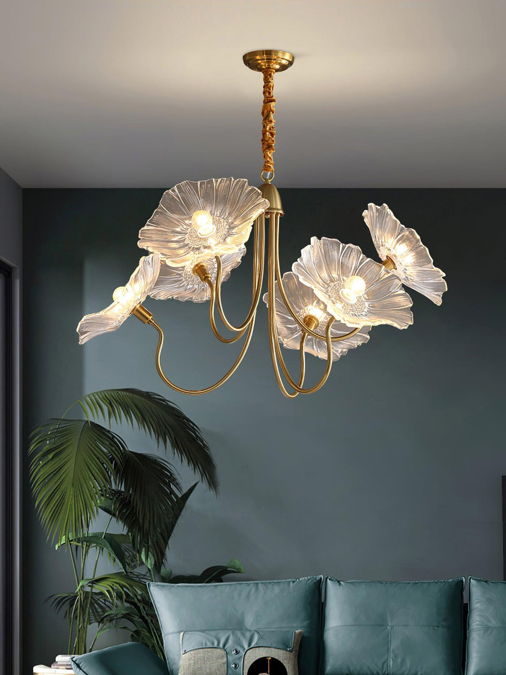 Candelabru din sticlă cu frunze de lotus VKL-1008