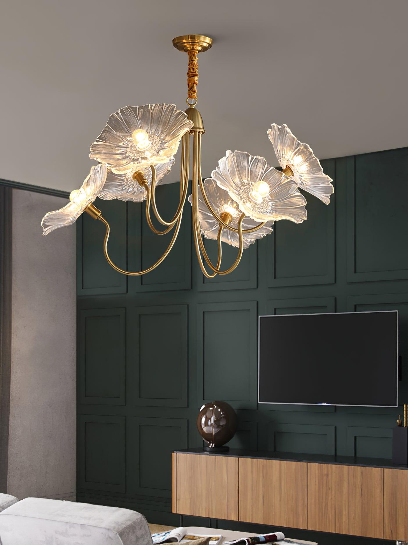 Candelabru din sticlă cu frunze de lotus VKL-1008