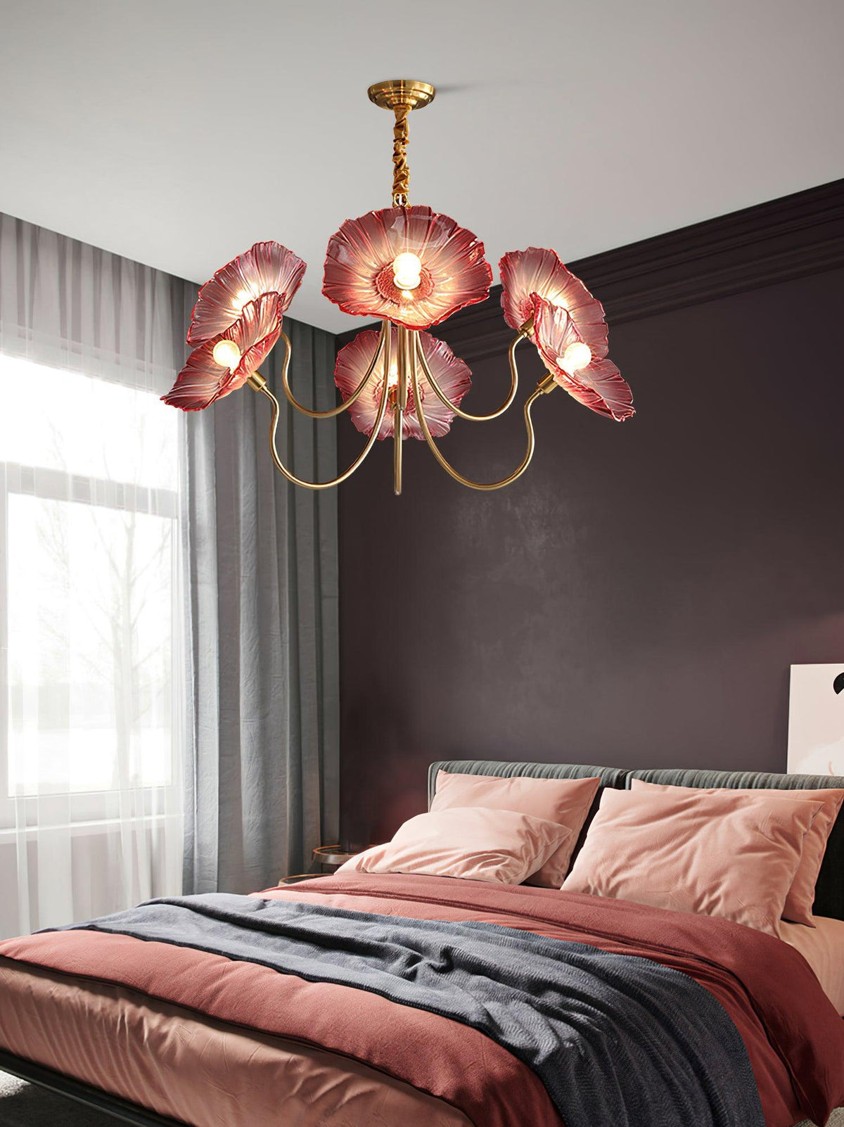 Candelabru din sticlă cu frunze de lotus VKL-1008