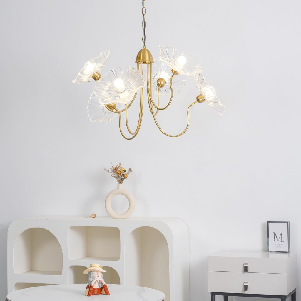 Candelabru din sticlă cu frunze de lotus VKL-1008