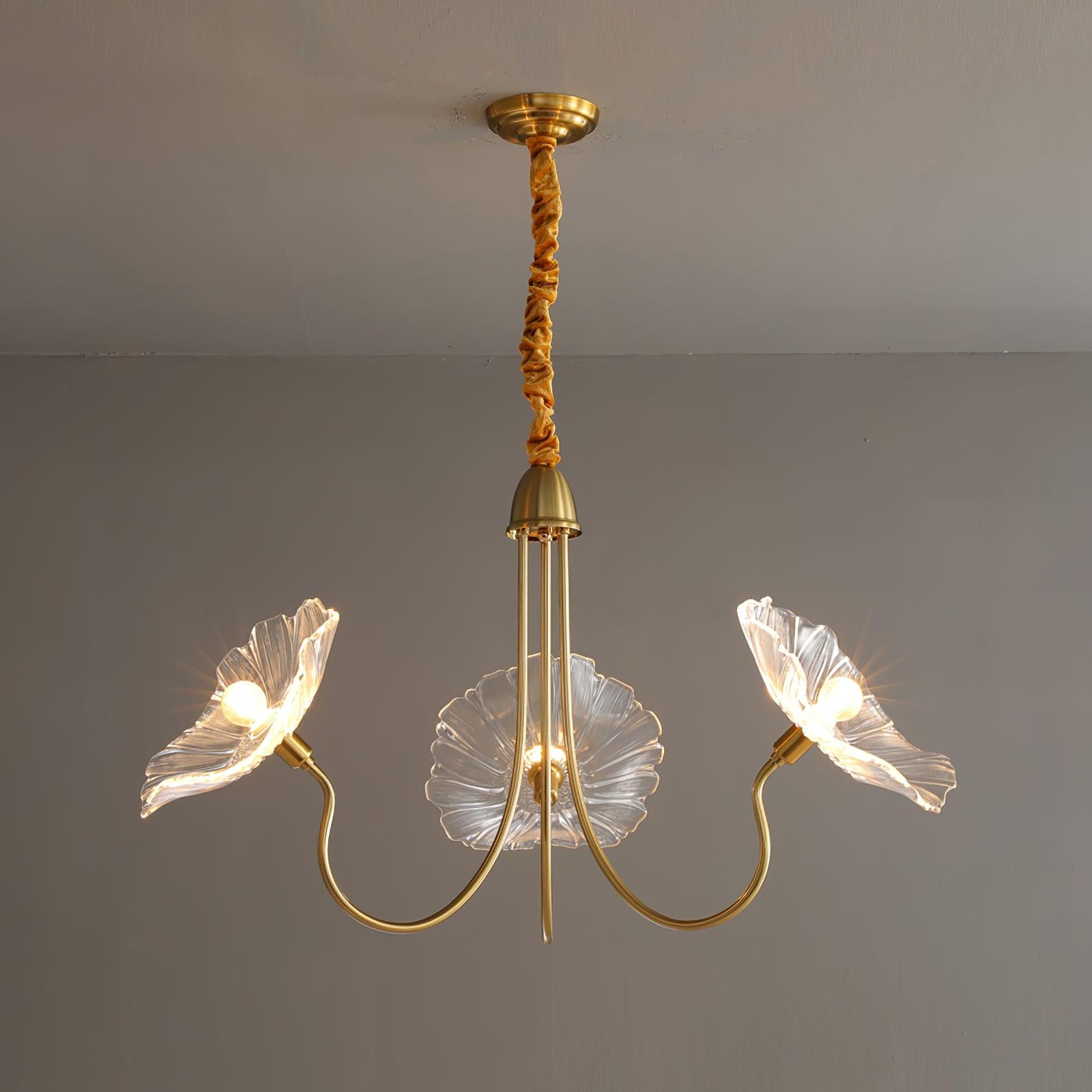 Candelabru din sticlă cu frunze de lotus VKL-1008