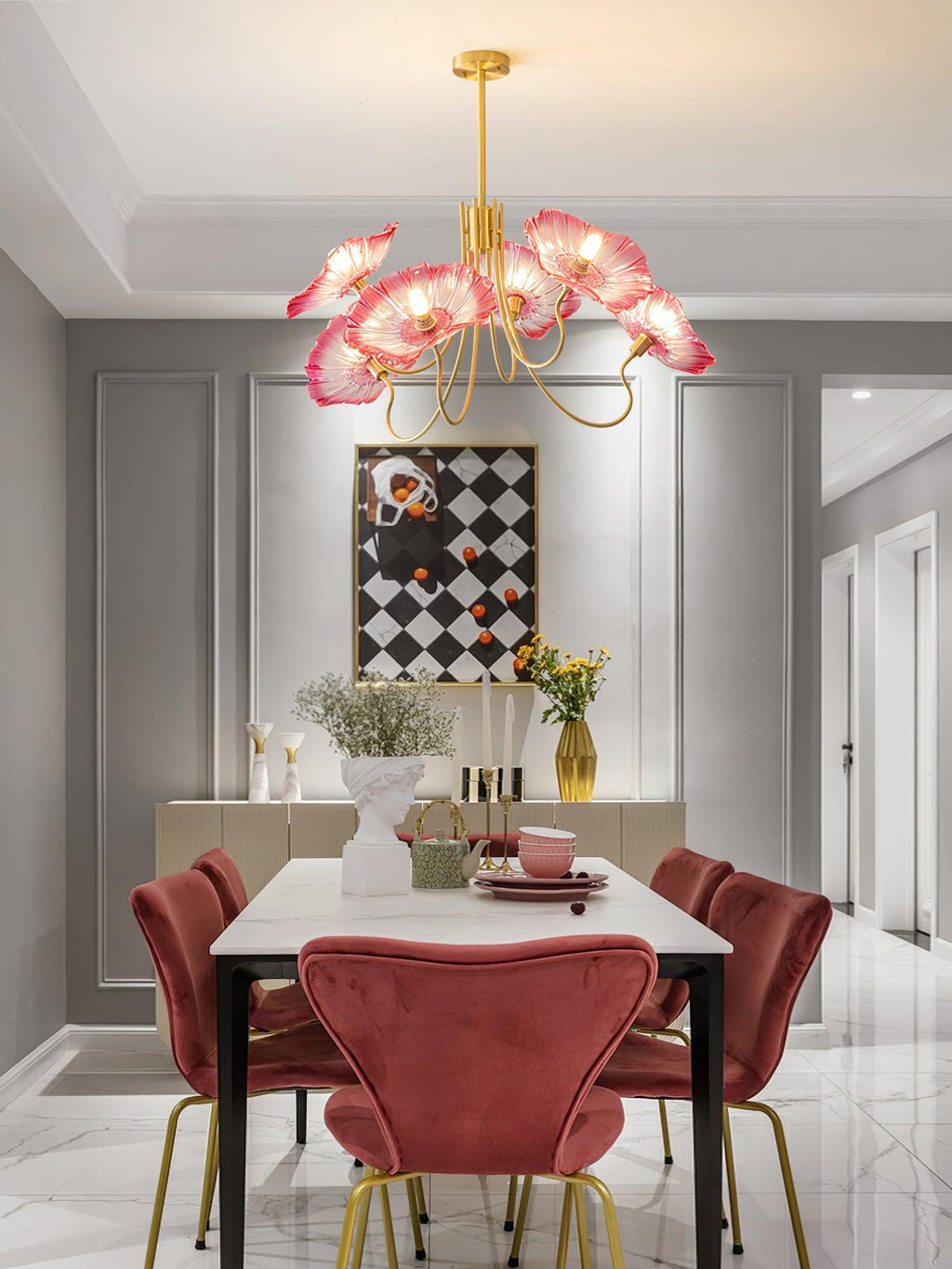 Candelabru din sticlă cu frunze de lotus VKL-1008