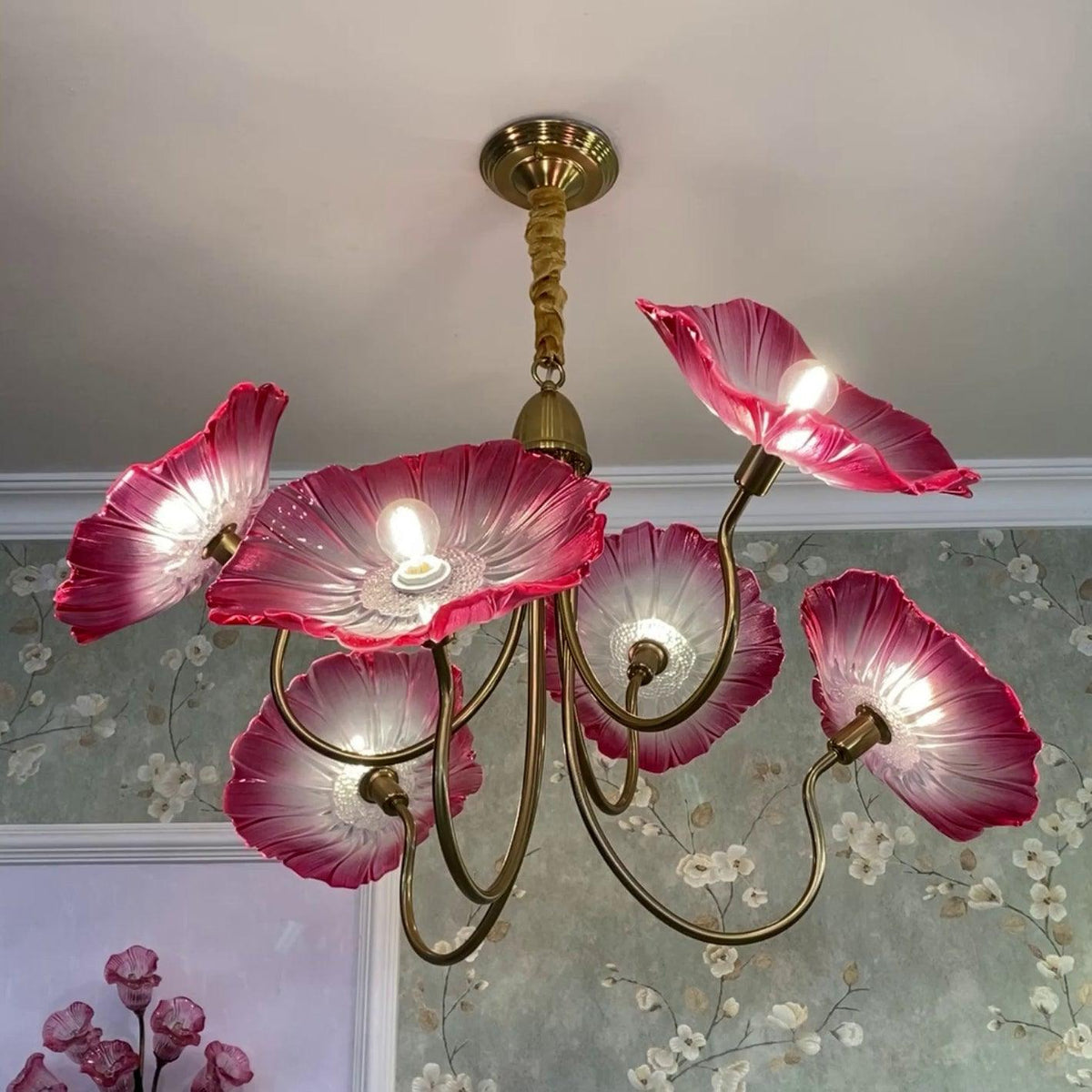 Candelabru din sticlă cu frunze de lotus VKL-1008