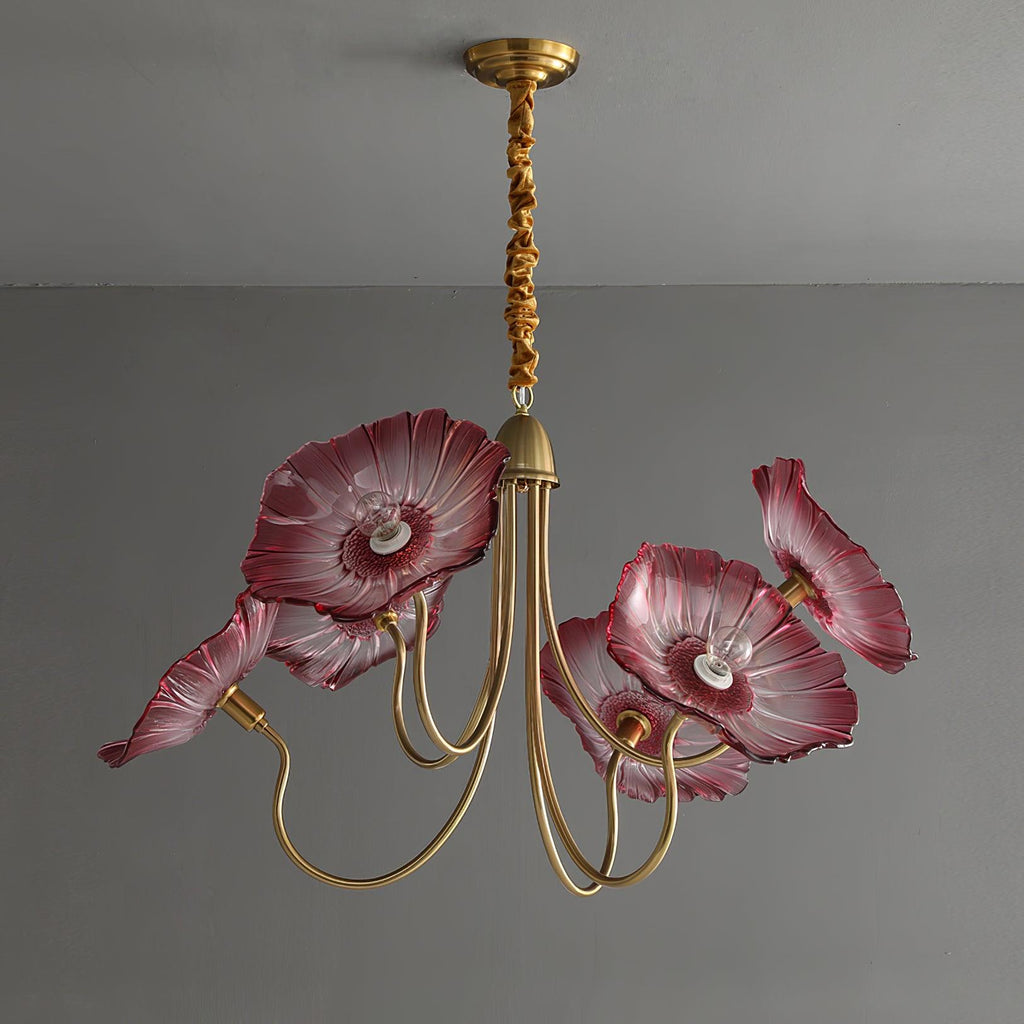 Candelabru din sticlă cu frunze de lotus VKL-1008