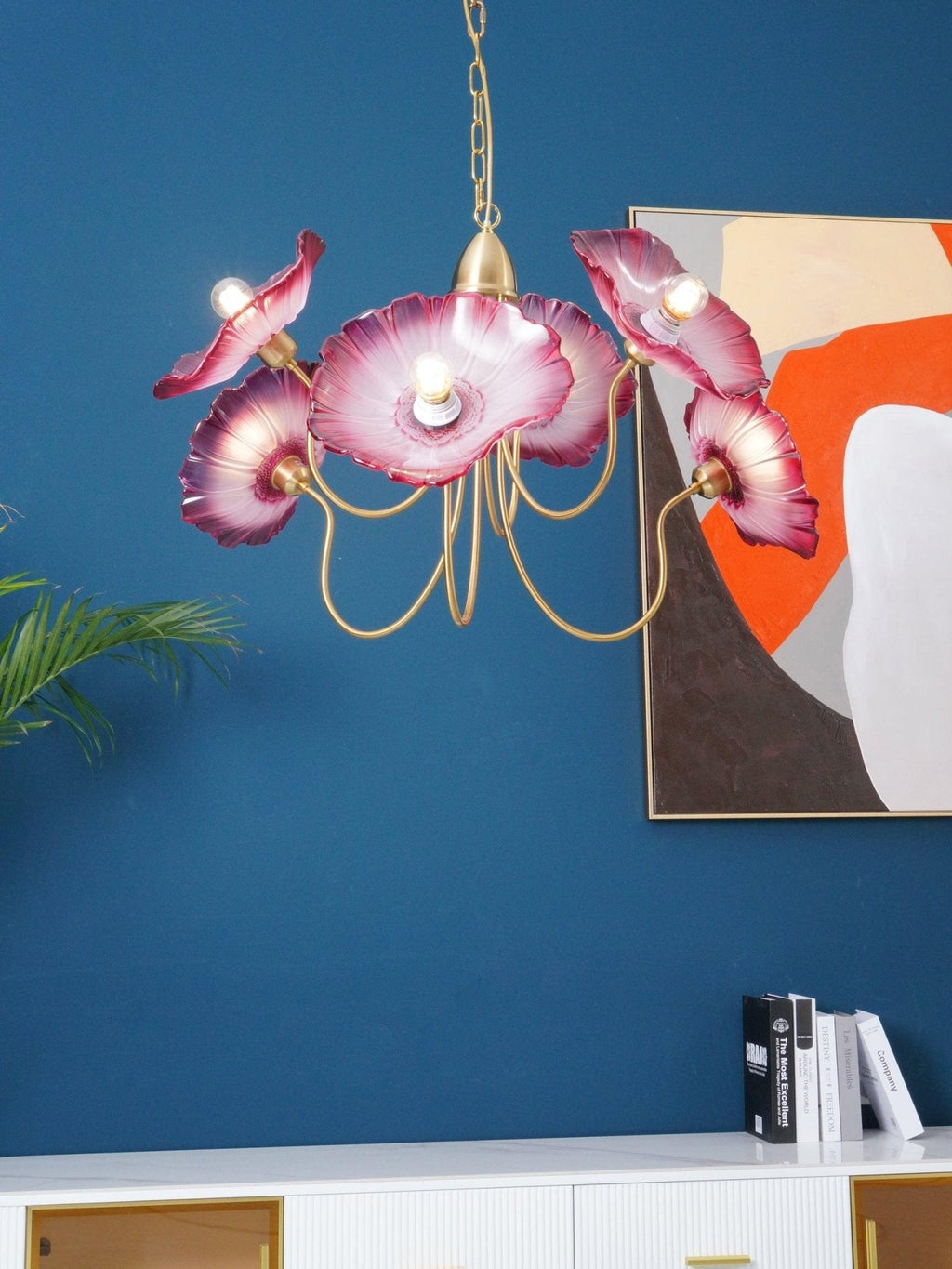 Candelabru din sticlă cu frunze de lotus VKL-1008