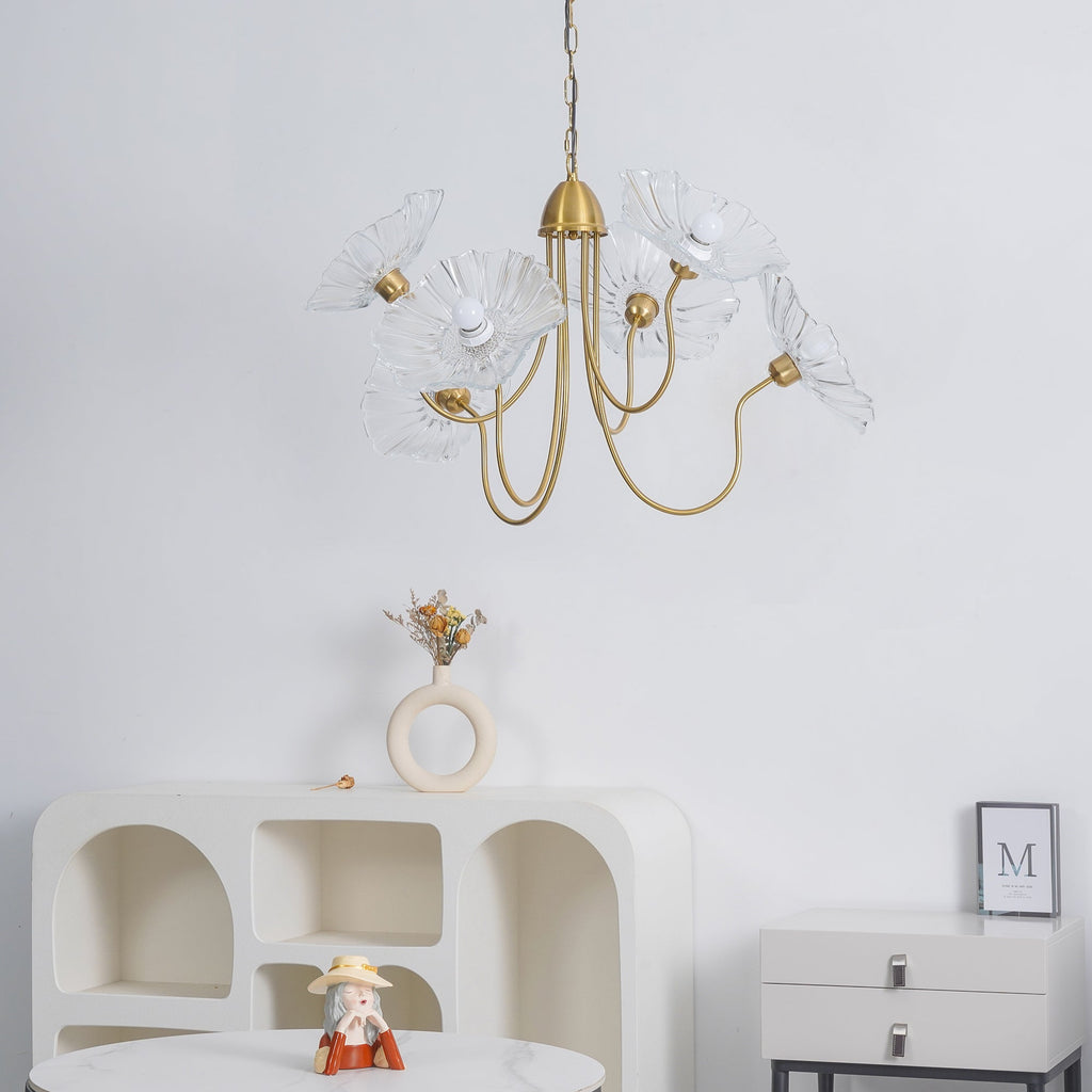 Candelabru din sticlă cu frunze de lotus VKL-1008