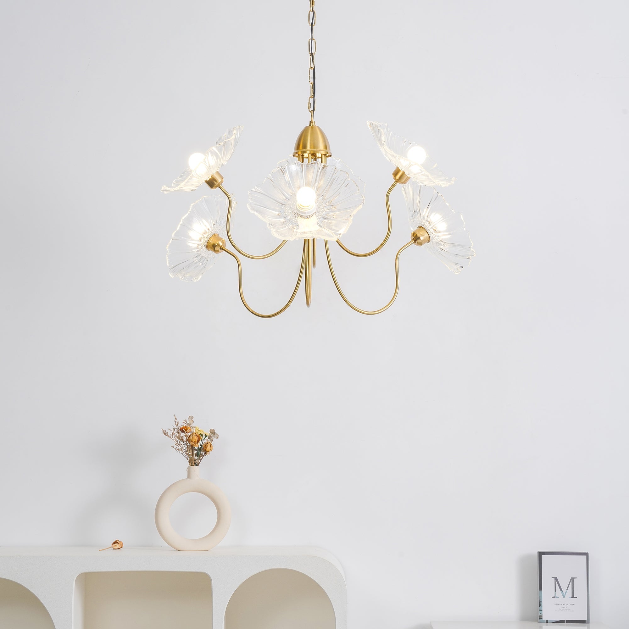 Candelabru din sticlă cu frunze de lotus VKL-1008