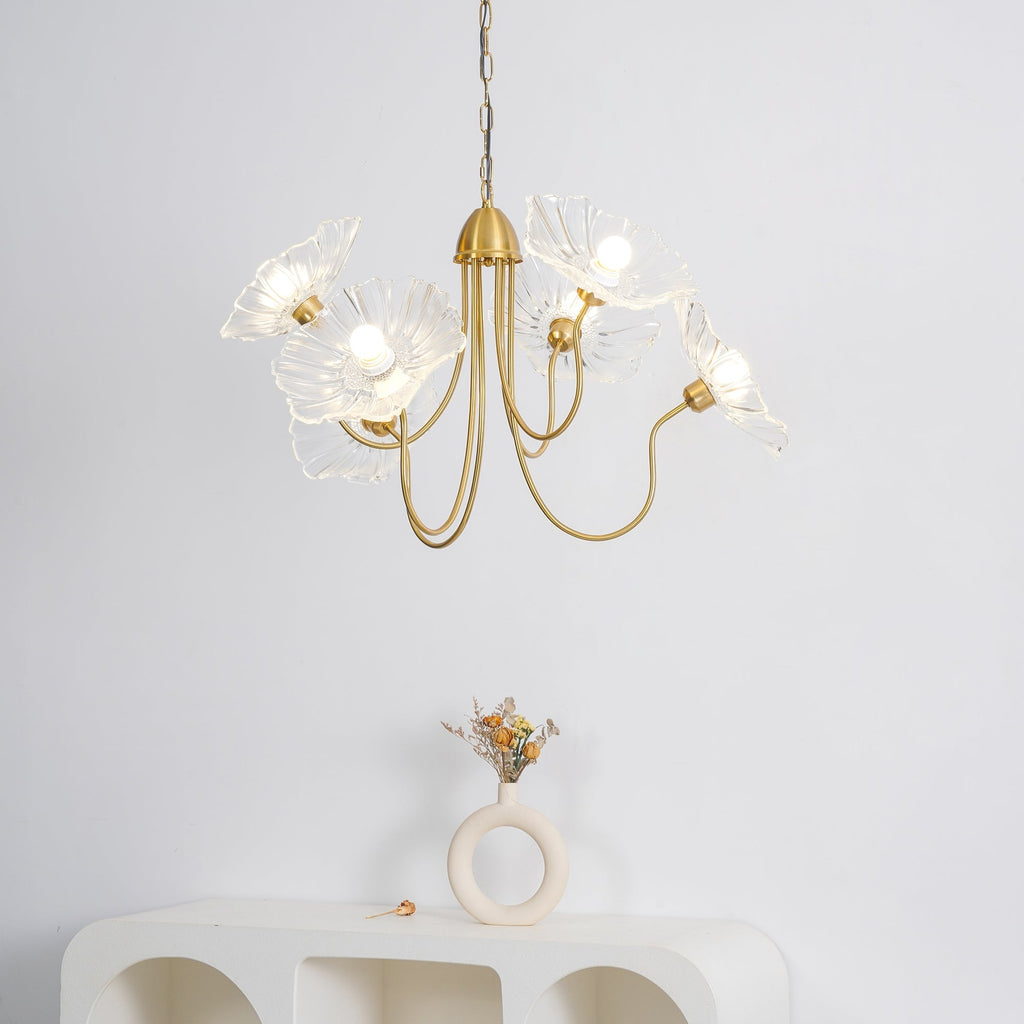 Candelabru din sticlă cu frunze de lotus VKL-1008