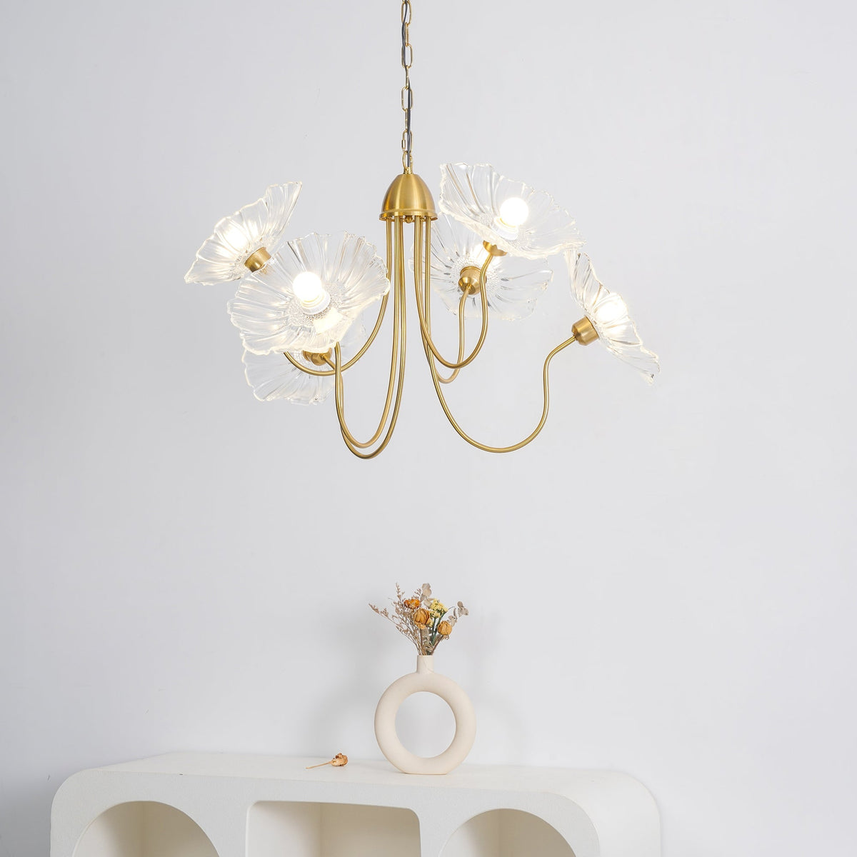 Candelabru din sticlă cu frunze de lotus VKL-1008