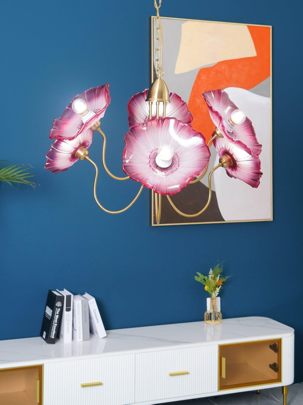 Candelabru din sticlă cu frunze de lotus VKL-1008