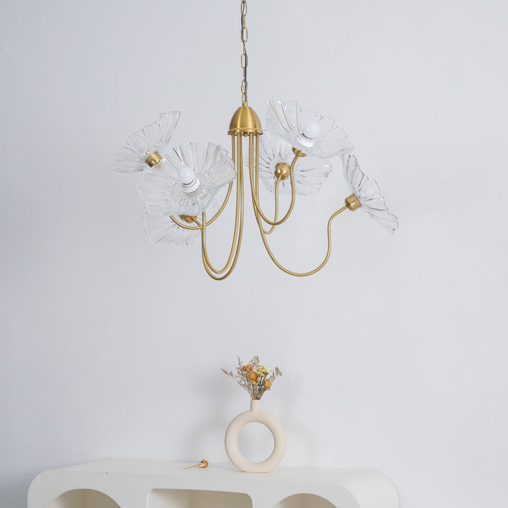 Candelabru din sticlă cu frunze de lotus VKL-1008