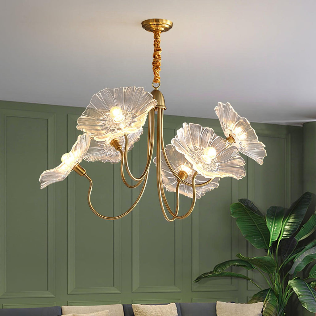 Candelabru din sticlă cu frunze de lotus VKL-1008