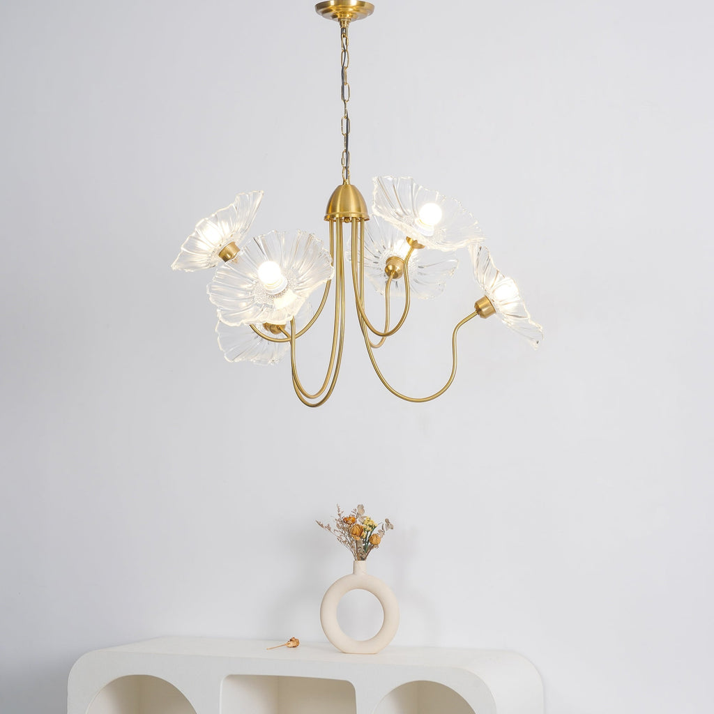 Candelabru din sticlă cu frunze de lotus VKL-1008