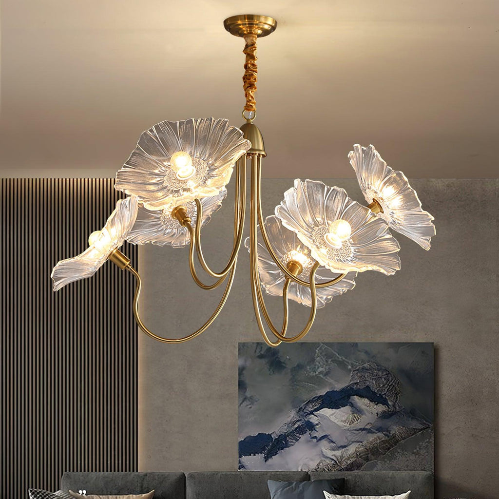 Candelabru din sticlă cu frunze de lotus VKL-1008