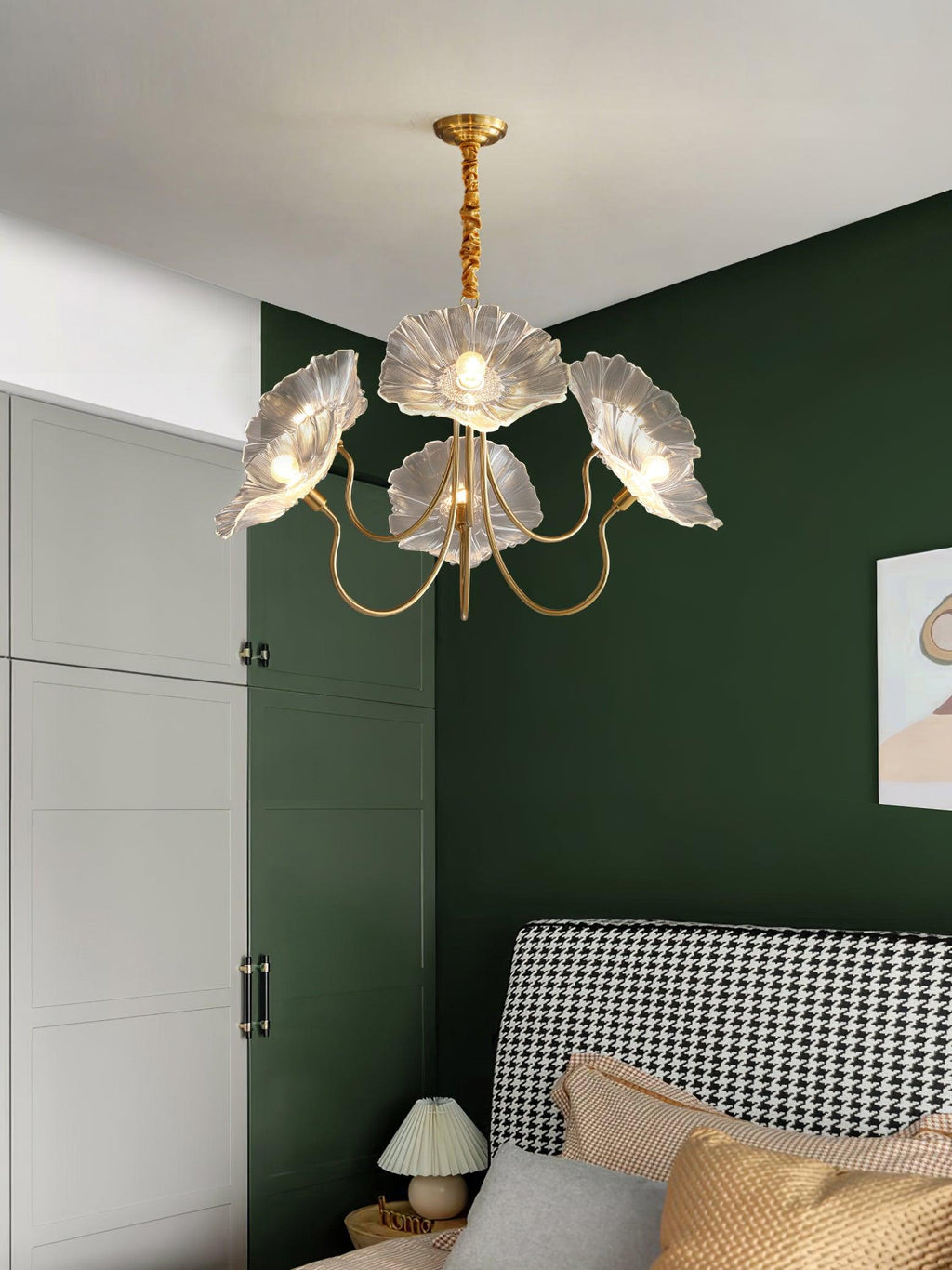 Candelabru din sticlă cu frunze de lotus VKL-1008