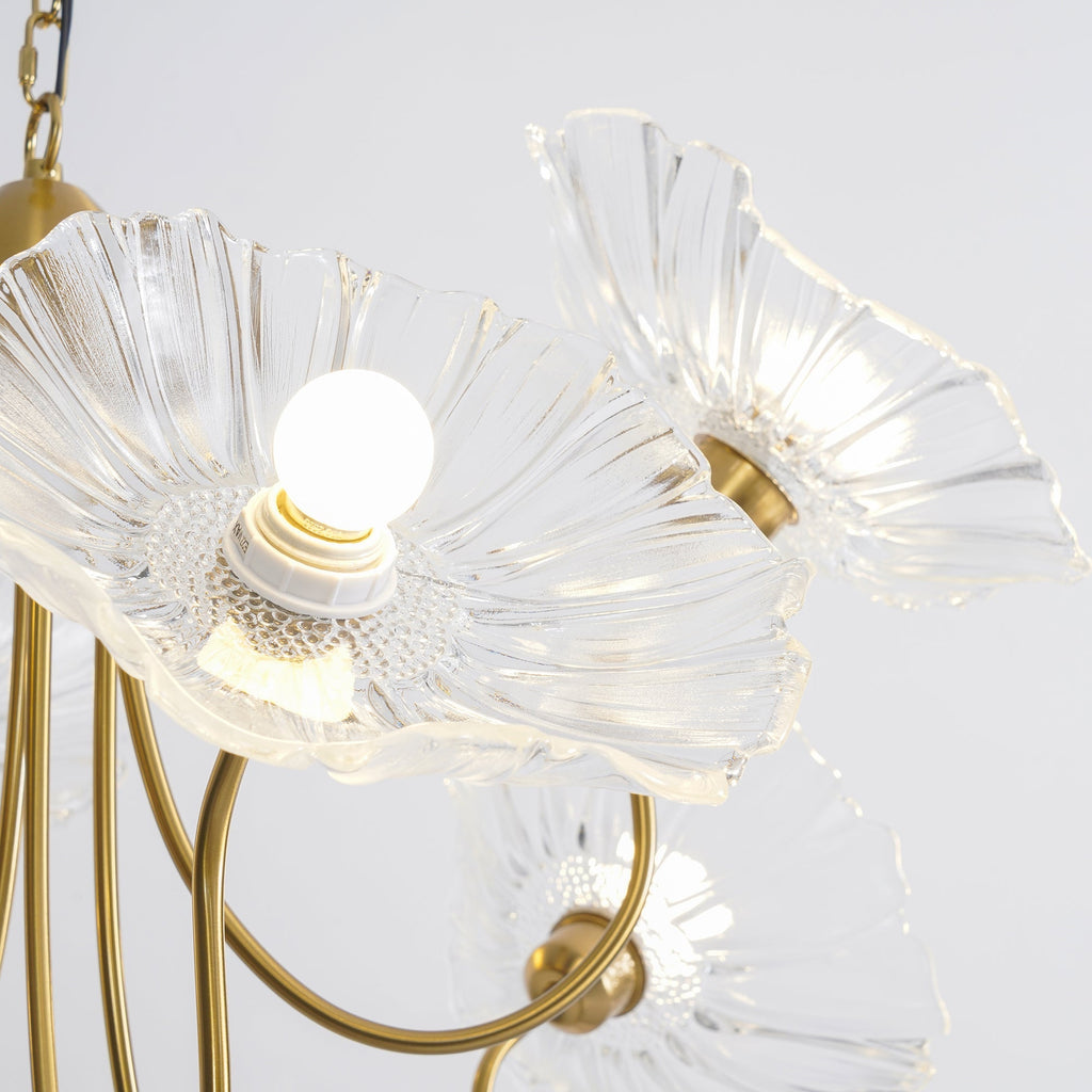 Candelabru din sticlă cu frunze de lotus VKL-1008
