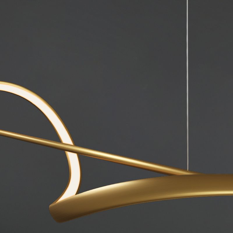 مصباح معلق LED على شكل موجة، ذهبي/أسود — تعتيم بـ3 ألوان، 120–140 cm