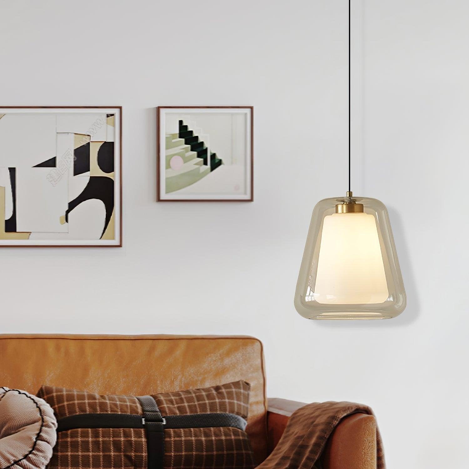 Selene modern glaspendellampa med metallbas och LED