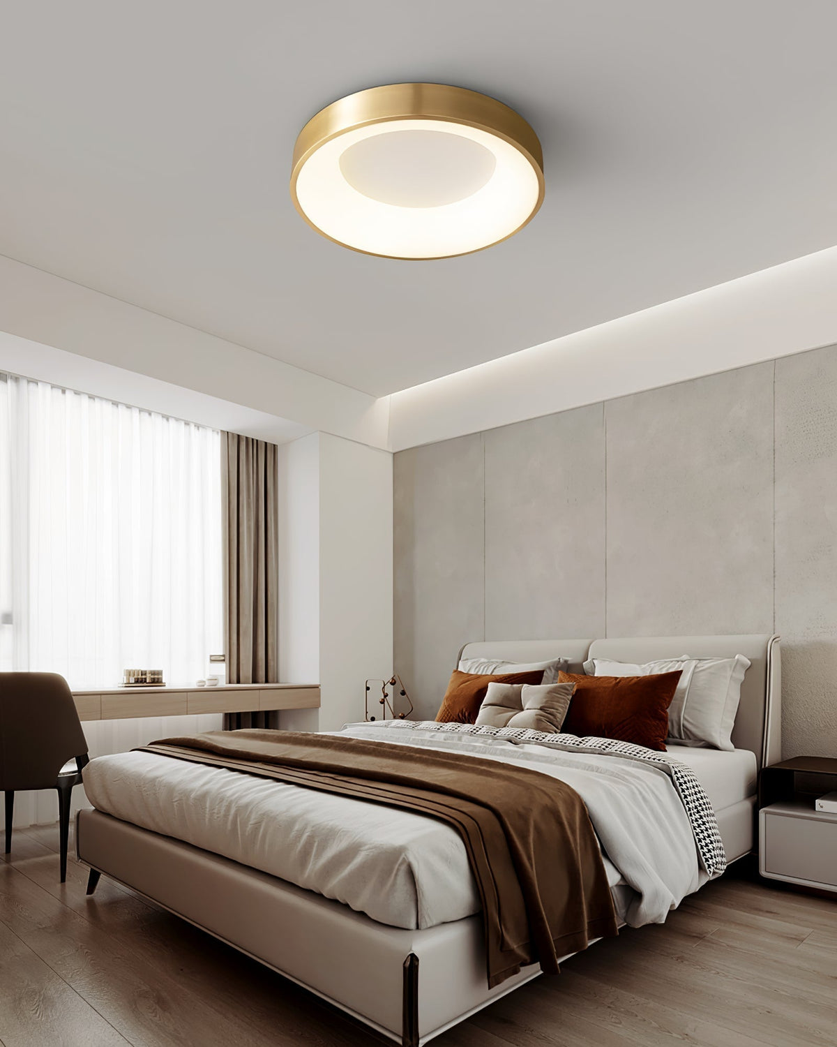 Zetheos rund loftlampe i messing — Integreret 3000K–6000K LED