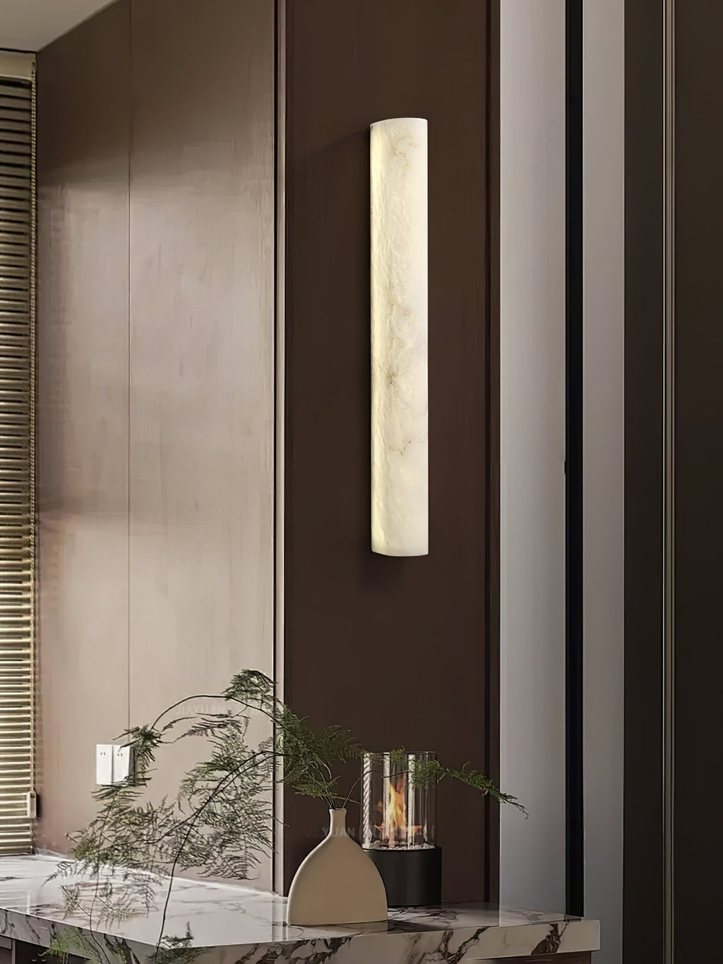 Lampa ścienna Ulzoror z alabastru — minimalistyczna forma, zakres temperatury barwowej od 3000K do 6000K