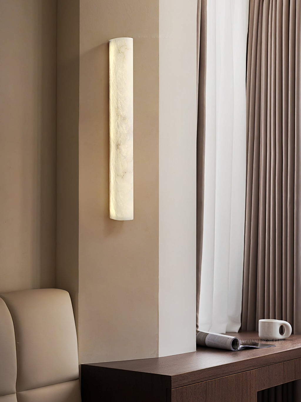 Lampa ścienna Ulzoror z alabastru — minimalistyczna forma, zakres temperatury barwowej od 3000K do 6000K