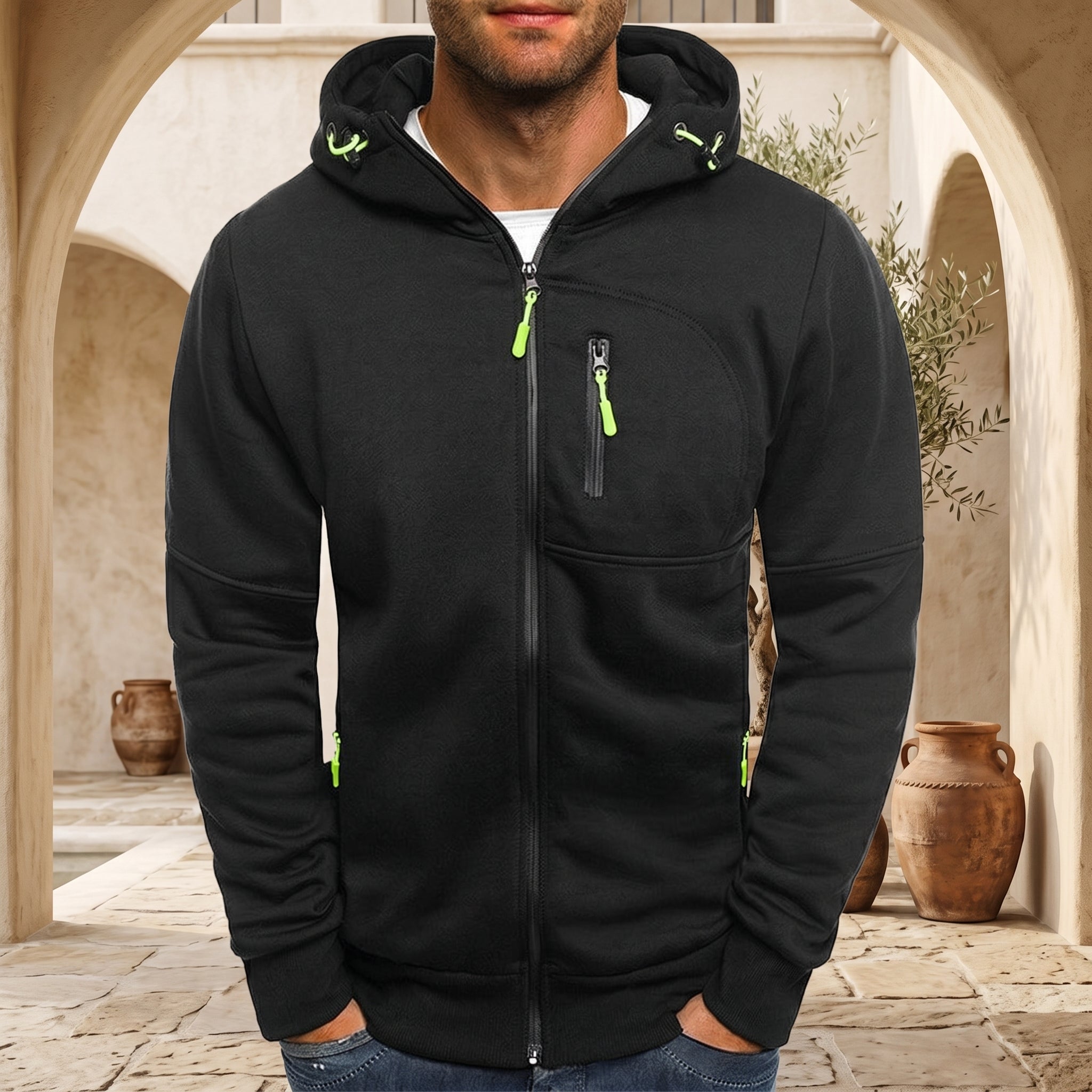 Hoodie met volledige ritssluiting voor dagelijks comfort en actieve kleding