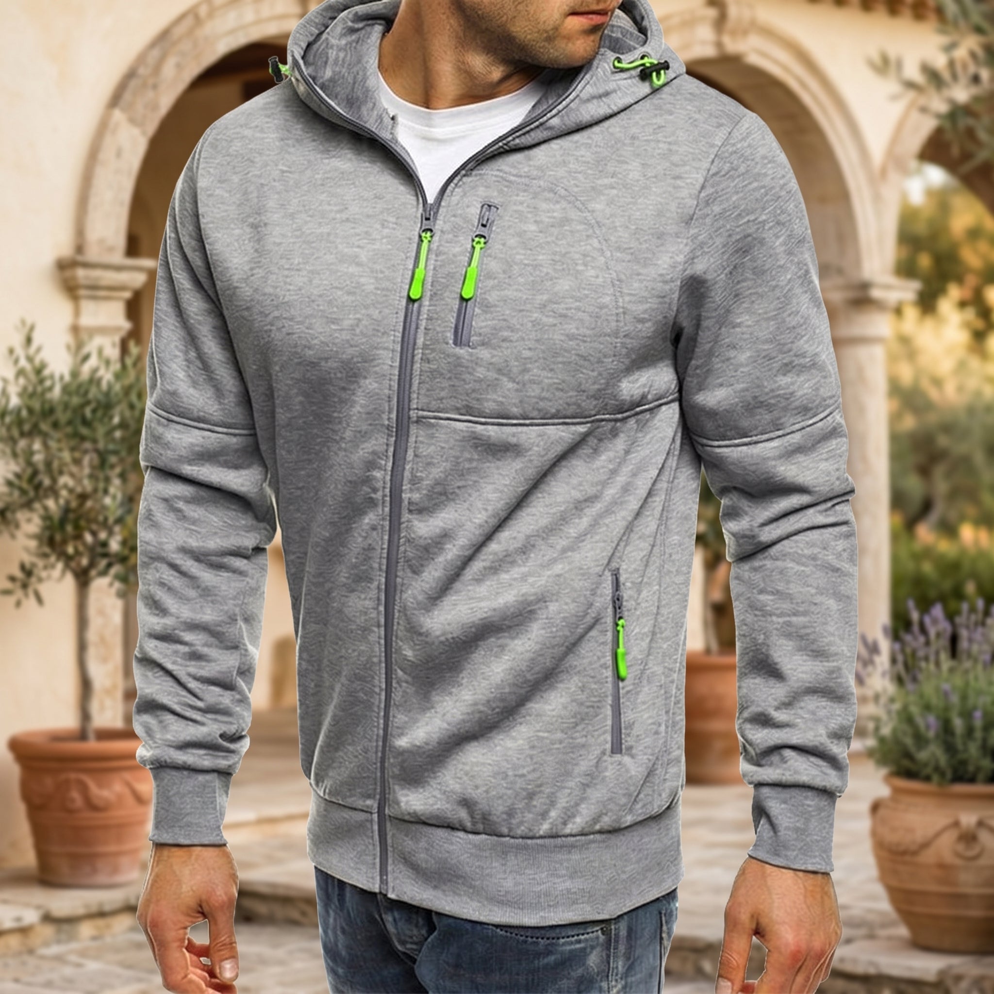 Hoodie met volledige ritssluiting voor dagelijks comfort en actieve kleding