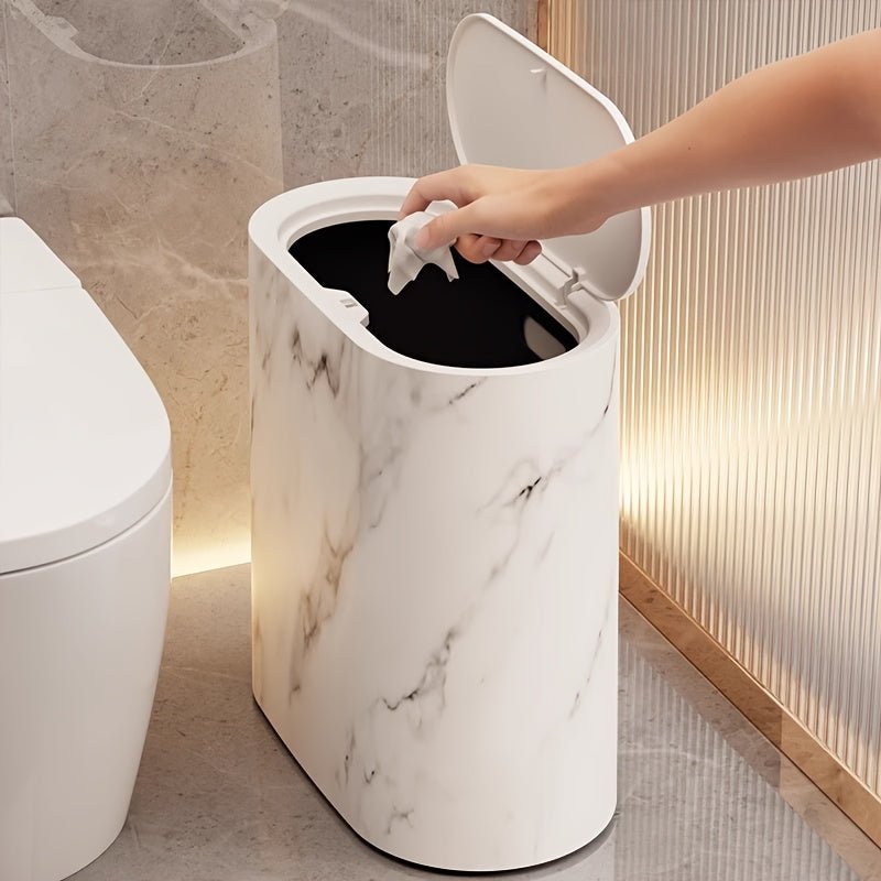 Modern İç Mekanlar için Şık Oval Mermer Desenli Çöp Kutusu