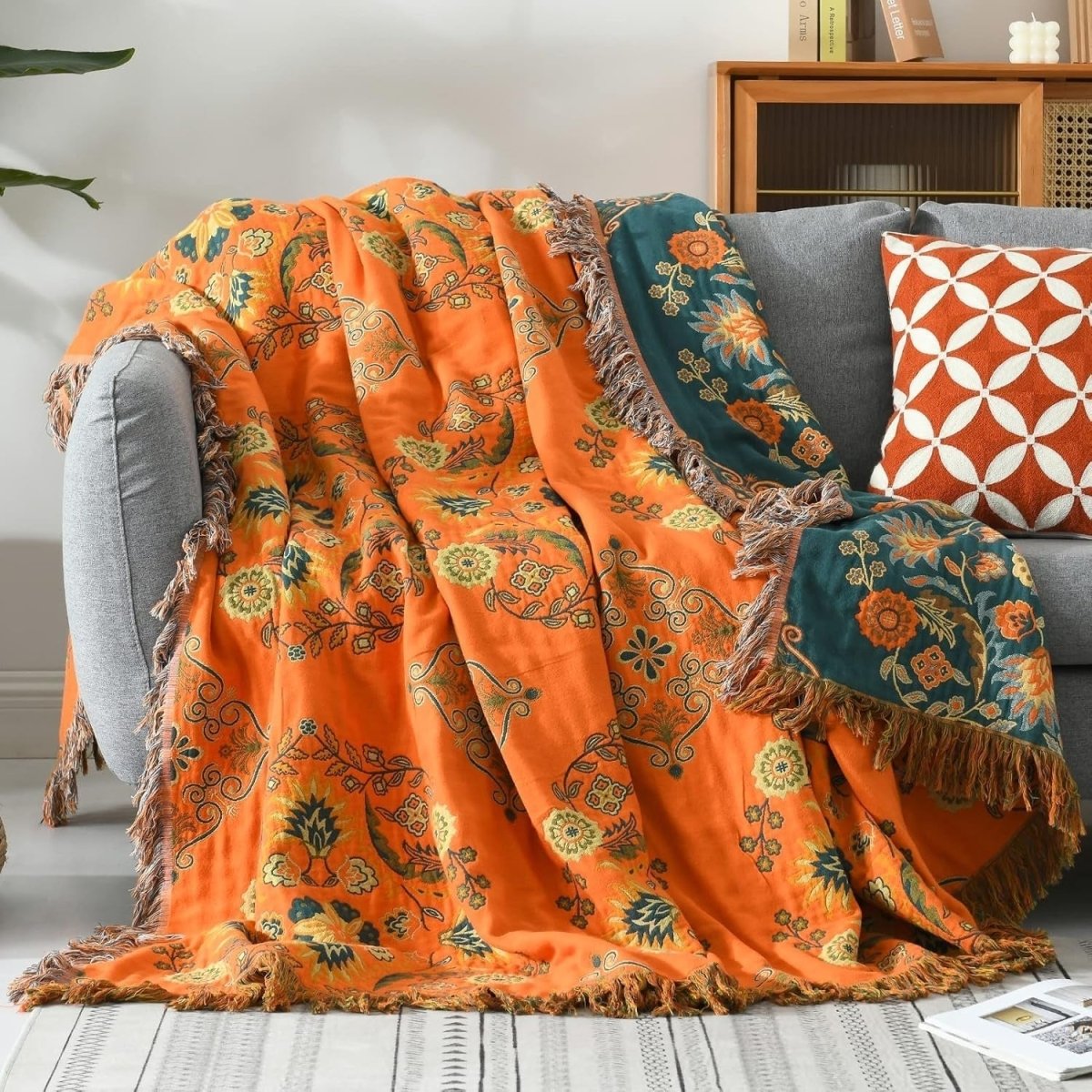 Couverture double face CozyNova couleur souci pour les amateurs de câlins, confort toute saison