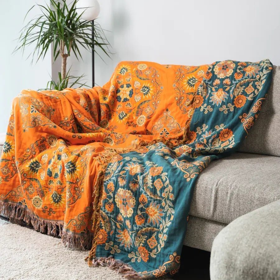 Couverture double face CozyNova couleur souci pour les amateurs de câlins, confort toute saison