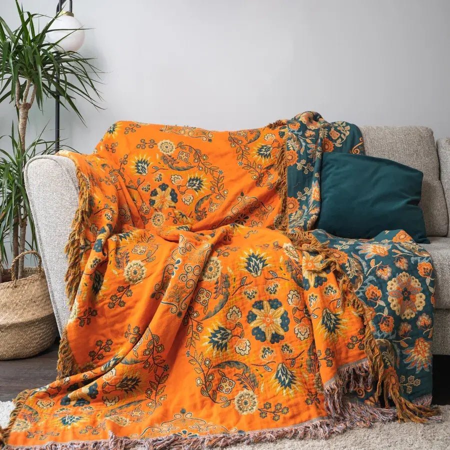 Couverture double face CozyNova couleur souci pour les amateurs de câlins, confort toute saison