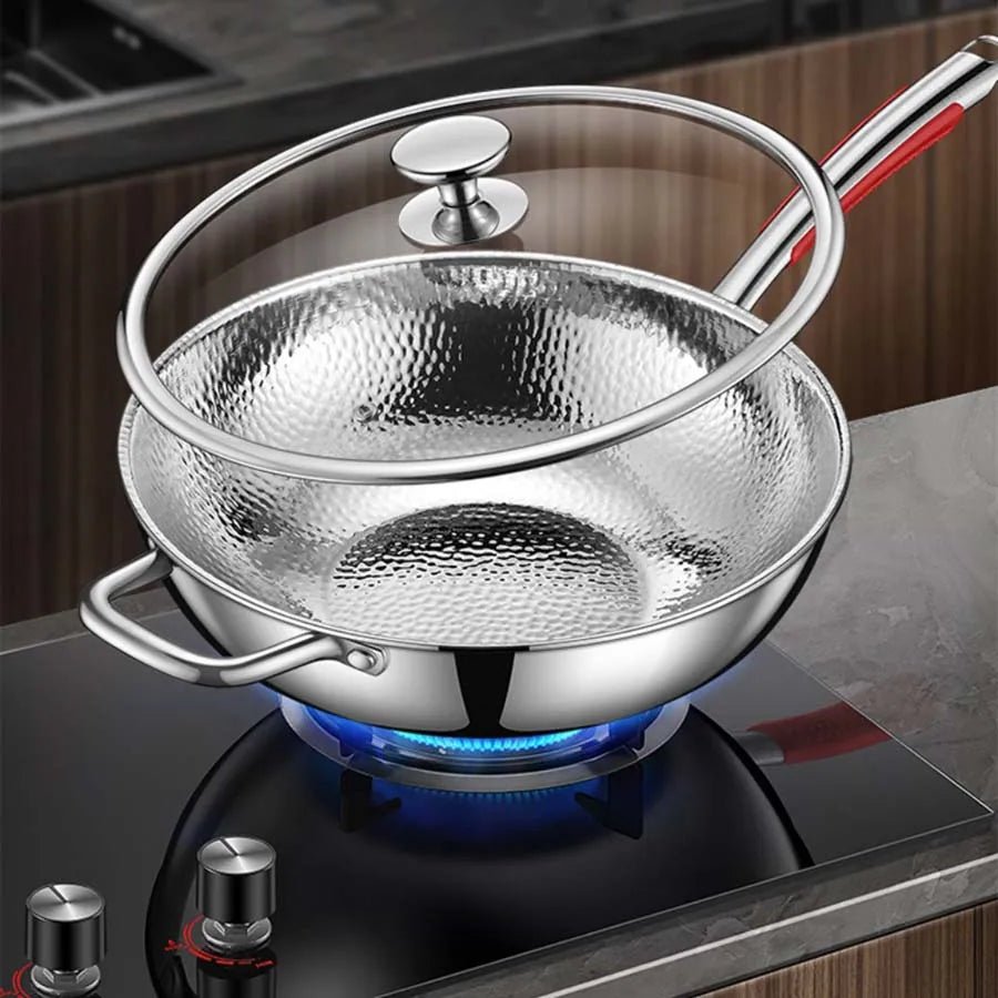 Yuvarlak tabanlı, hassas ve çok yönlü pişirme için premium wok