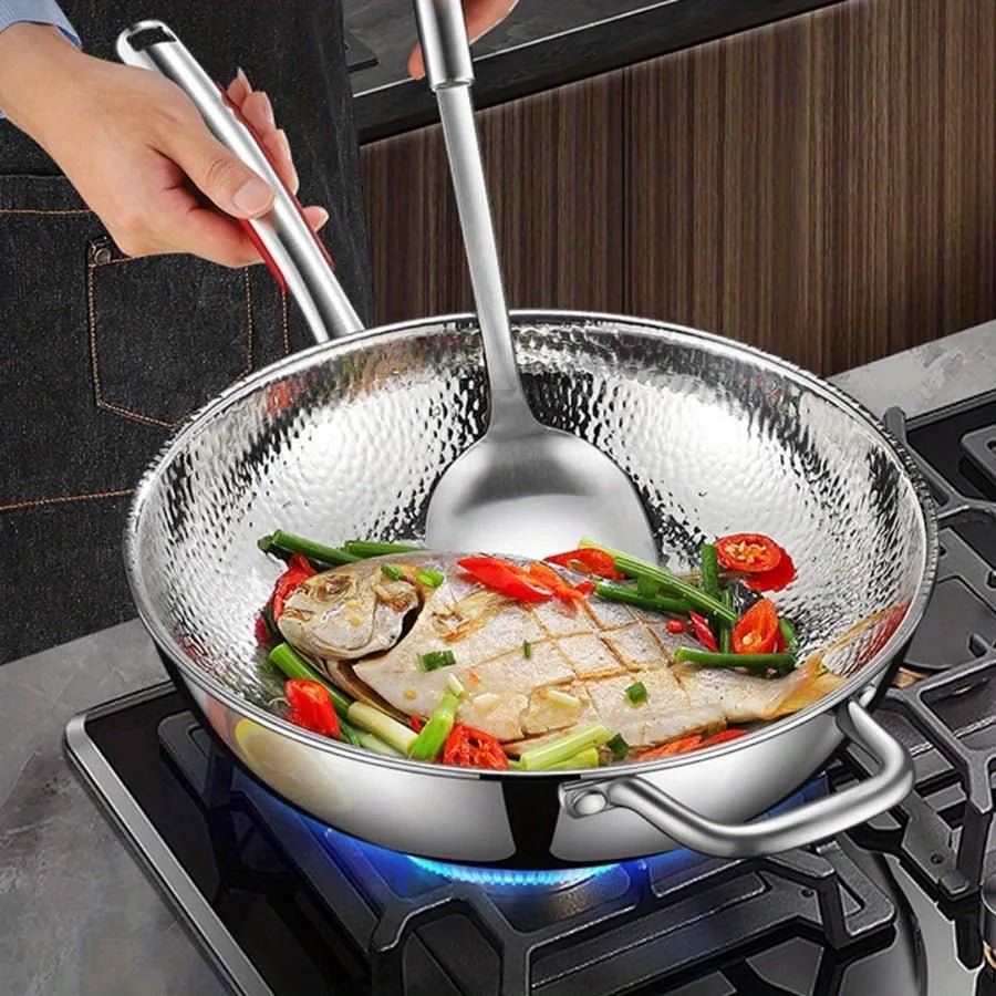 Yuvarlak tabanlı, hassas ve çok yönlü pişirme için premium wok