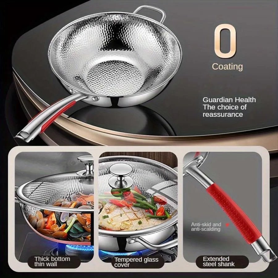 Yuvarlak tabanlı, hassas ve çok yönlü pişirme için premium wok