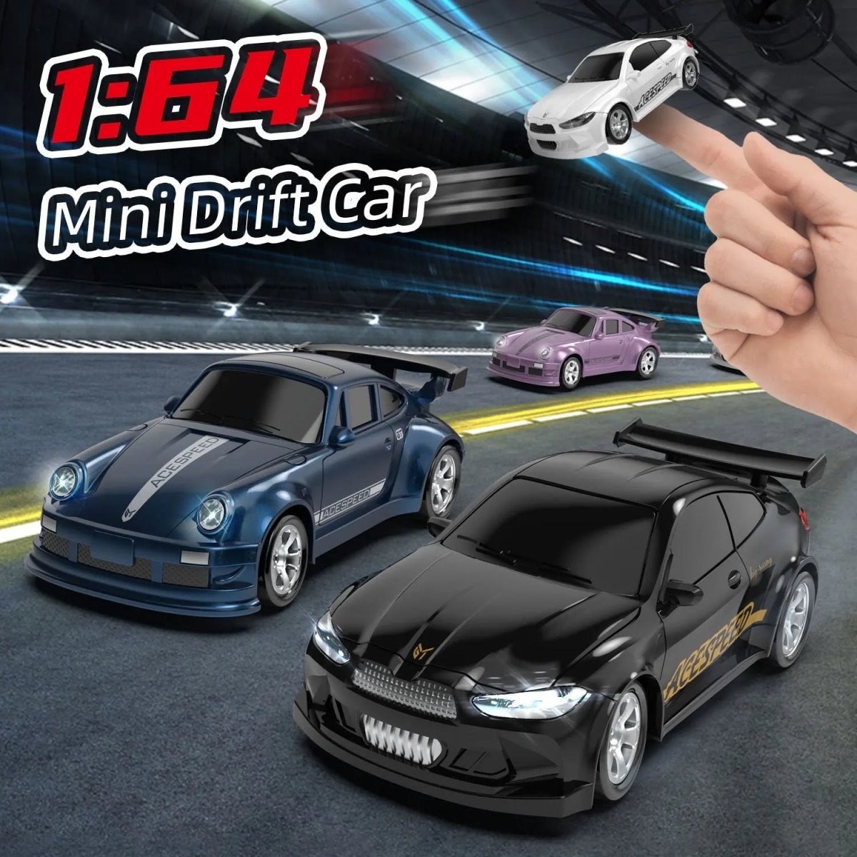 Mini závodní autíčko NovaDrive v měřítku 1:64 s dálkovým ovládáním 2,4 GHz a driftovacími pneumatikami