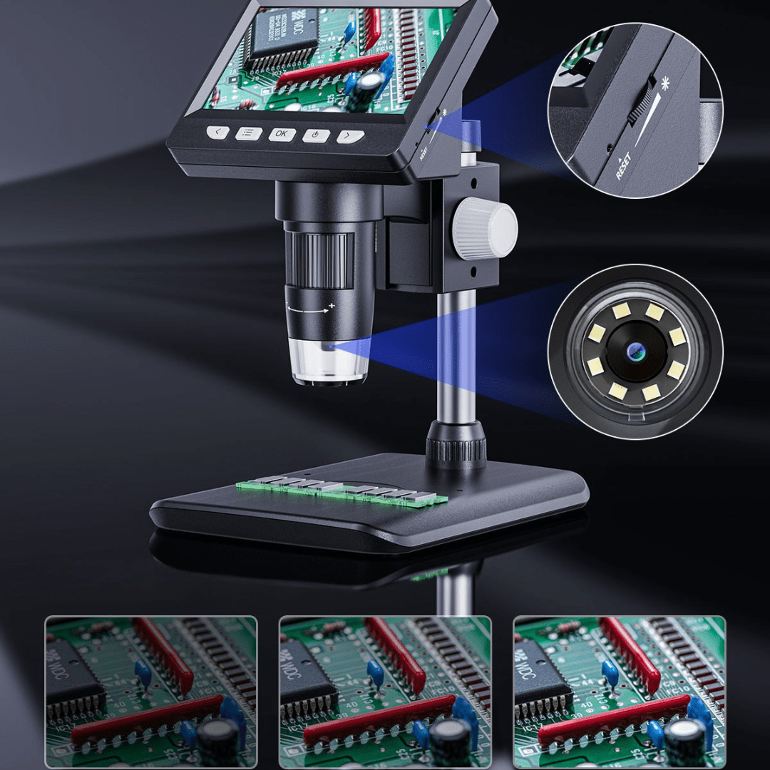 Microscopio digital FluxView con pantalla de alta resolución para soldadura de componentes electrónicos