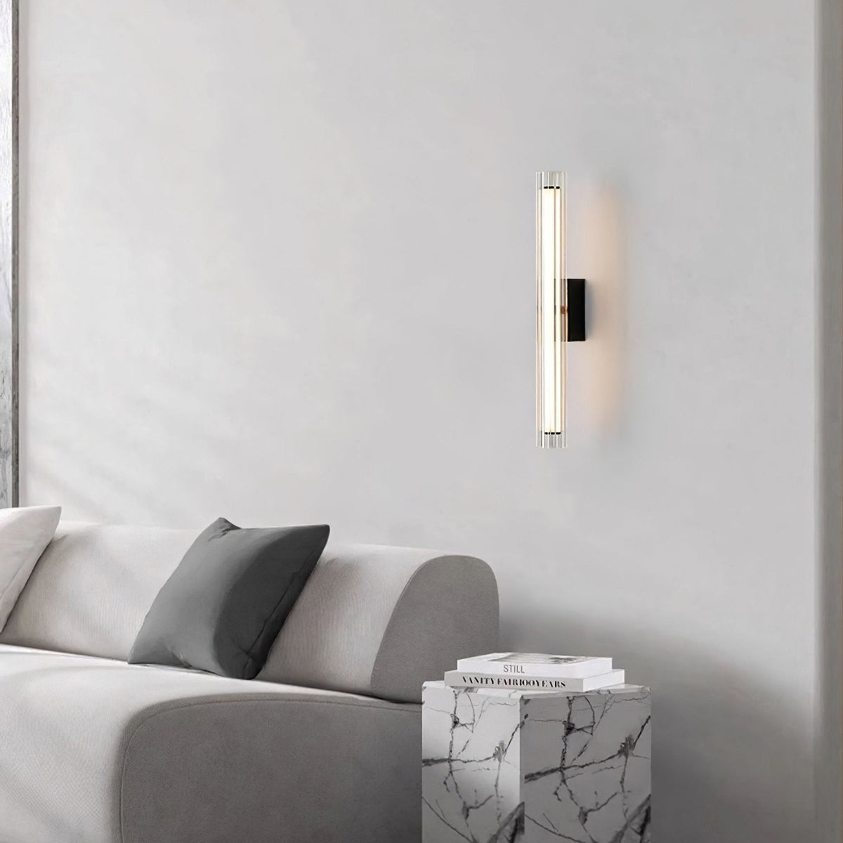 Linece Contemporary Glass Wall Lamp — Metal Frame, 5cm Diameter